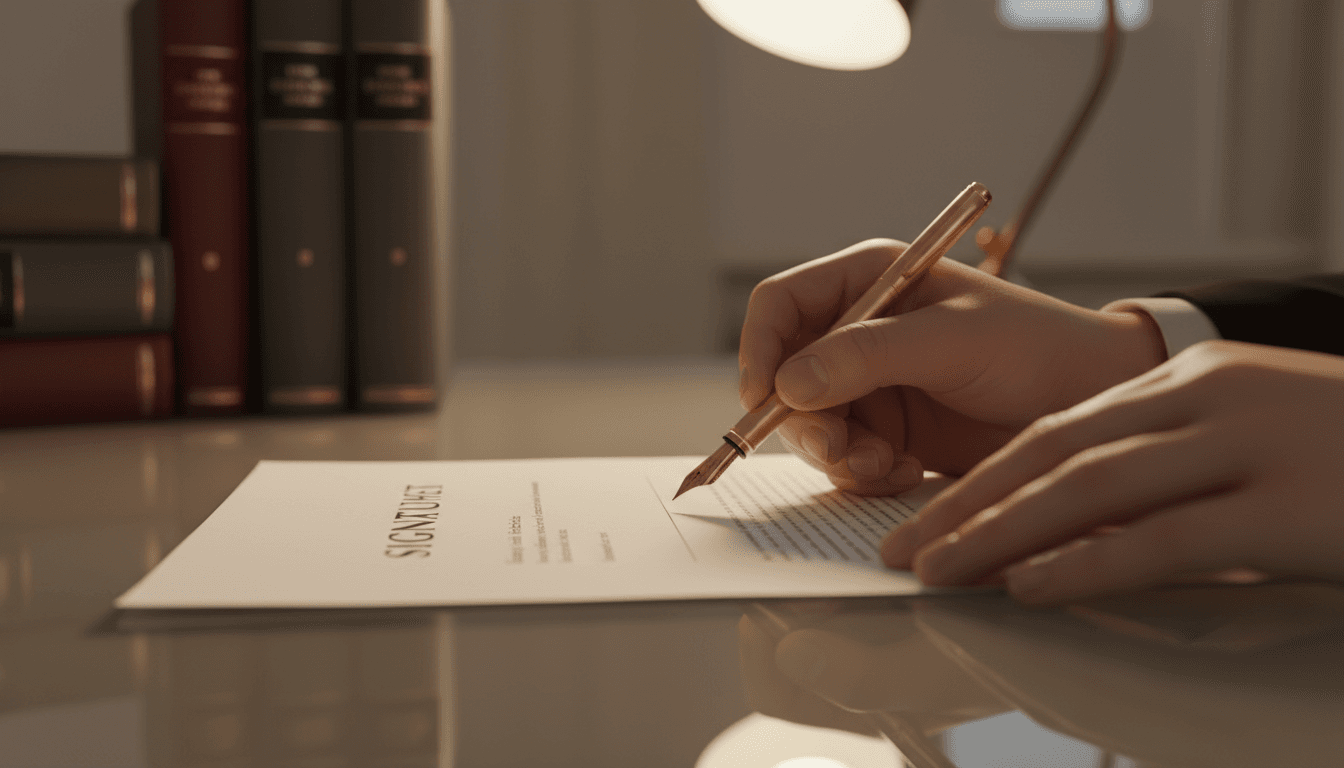 Advogado analisando documento jurídico com atenção aos detalhes
