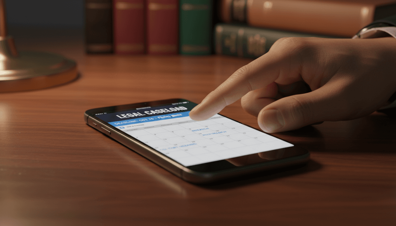 Aplicativo de calendário jurídico em smartphone